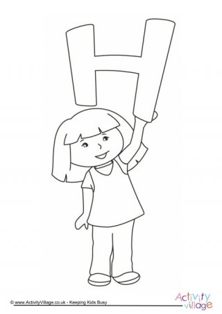Alphabet of Children Colouring Pages - H