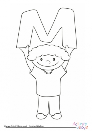 Alphabet of Children Colouring Page M