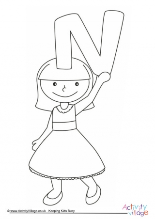 Letter N Colouring Pages