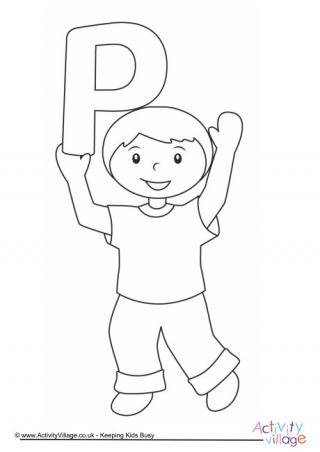 Alphabet of Children Colouring Pages P