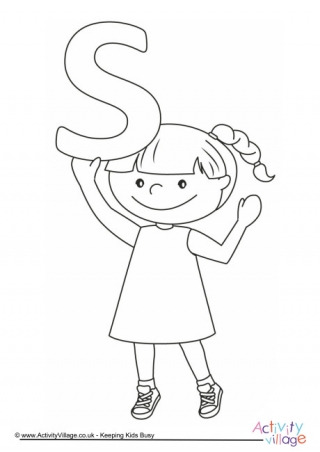 Alphabet of Children Colouring Pages S