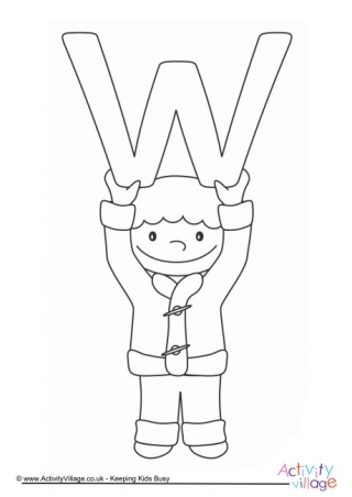 Alphabet of Children Colouring Pages W