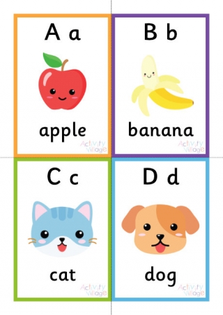 Alphabet Flash Cards with Words - Small