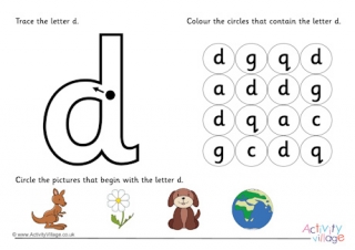 Alphabet Learn the Letter D Worksheet