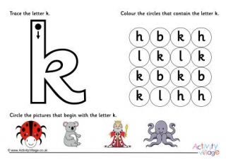Alphabet Learn the Letter K Worksheet 