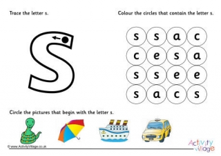 Alphabet Learn the Letter S Worksheet 