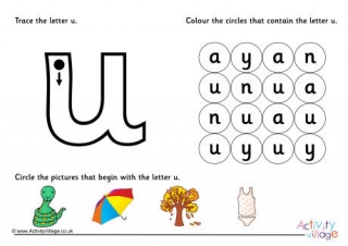 Alphabet Learn the Letter U Worksheet