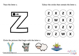 Alphabet Learn the Letter Z Worksheet