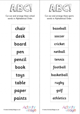 Alphabetical Order - 10 Classroom Words