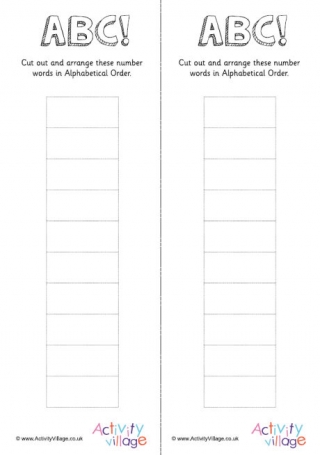 Alphabetical Order 10 Word Card Blanks