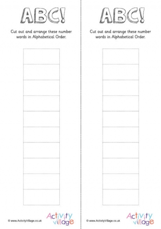 Alphabetical Order 10 Word Card Blanks