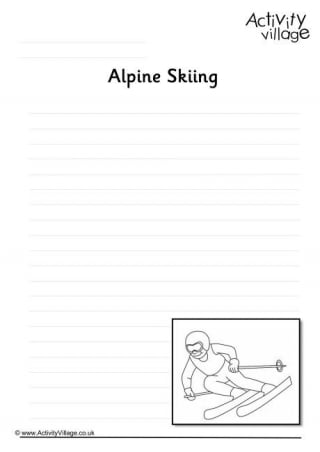 Alpine Skiing Writing Page