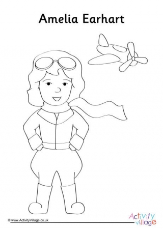 Amelia Earhart Colouring Page
