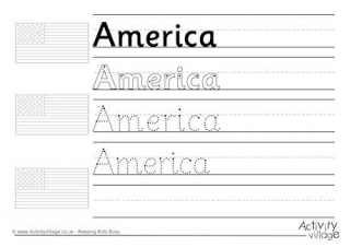 America Handwriting Worksheet