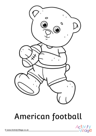 American Football Teddy Bear Colouring Page