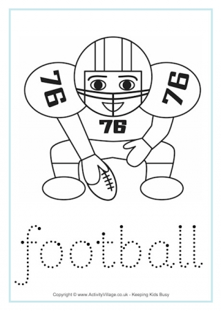 American Football Tracing Worksheet