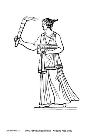 Ancient Greeks Torch Colouring Page