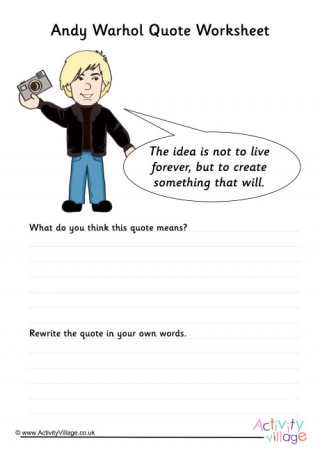 Andy Warhol Quote Worksheet