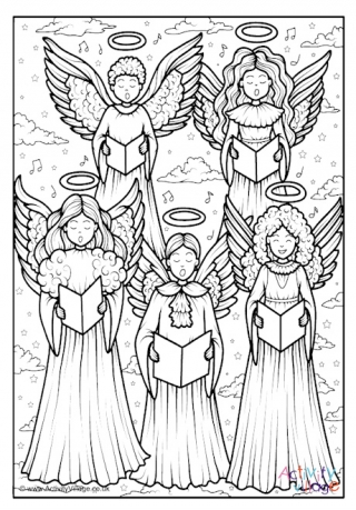 Angel Choir Colouring Page