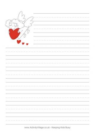 Angel with Heart Writing Paper