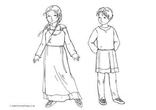 Anglo Saxon Children Colouring Page