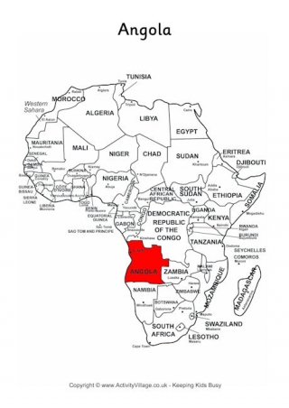 Angola On Map Of Africa	