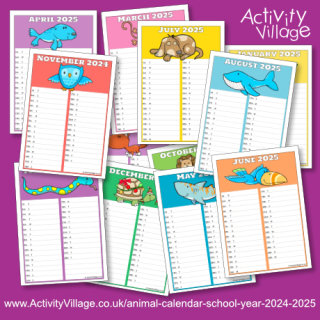 Animal Calendar School Year 2024-2025