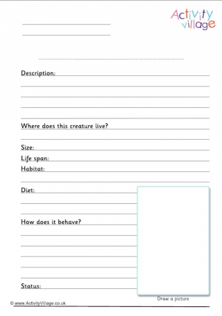 Animal Fact Finding Worksheet Blank