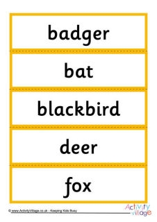 Animal Word Cards