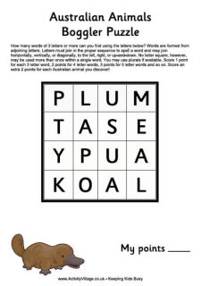 Animal Word Puzzles