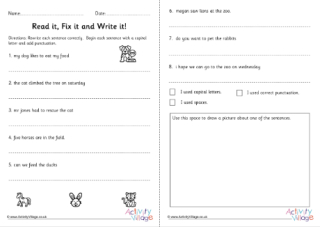 Animals Correct the Sentence Worksheet KS1