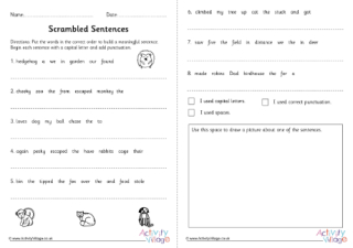 Animals Scrambled Sentences Worksheet KS2
