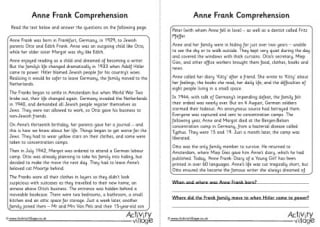 Anne Frank Comprehension