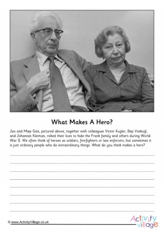 Anne Frank What Makes a Hero Worksheet