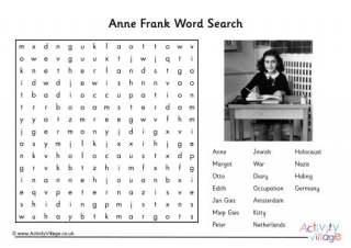 Anne Frank word search