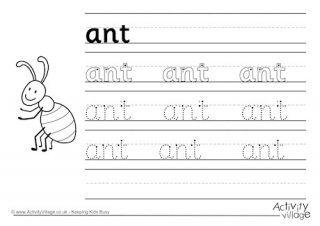 Ant Handwriting Worksheet