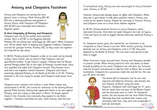 Antony and Cleopatra Factsheet