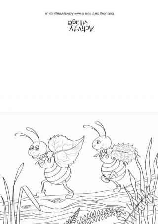 Ants Scene Colouring Card