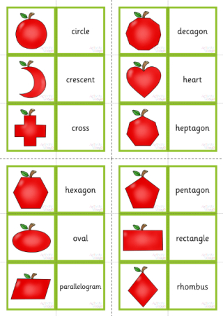 Apple 2D Shapes Double Sided Flash Cards