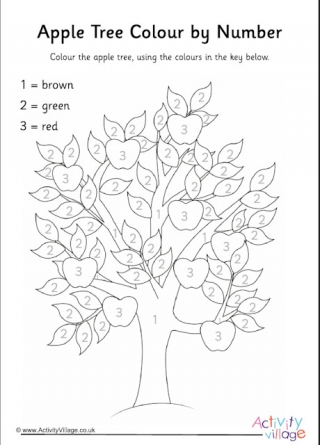 Apple tree colour by number