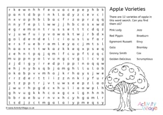 Apple Varieties Word Search