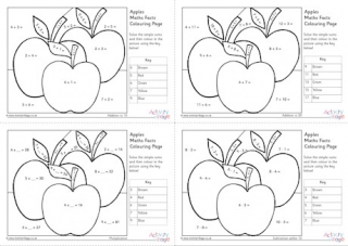 Apples Maths Facts Colouring Pages