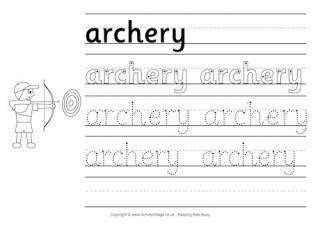 Archery Handwriting Worksheet