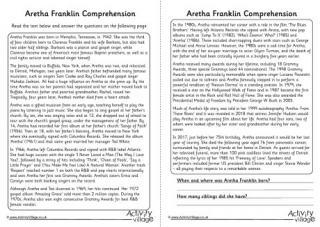 Aretha Franklin Comprehension