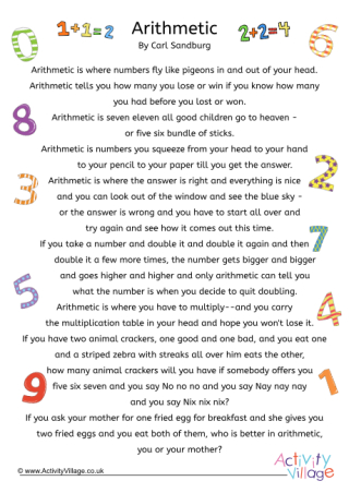 Arithmetic Poem Poster