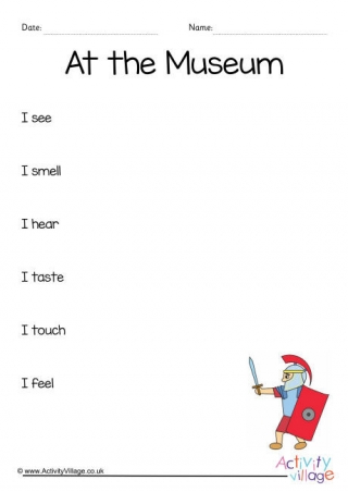 At The Museum Sensory Poem Planning Sheet