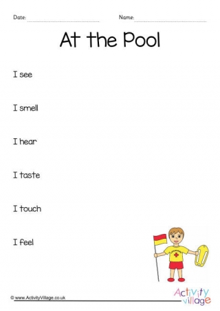 At The Pool Sensory Poem Planning Sheet