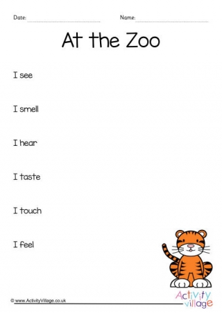 At The Zoo Sensory Poem Planning Sheet