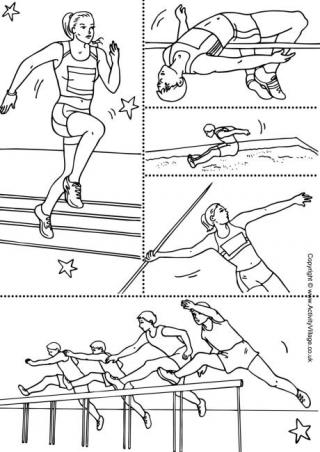 Athletics Collage Colouring Page