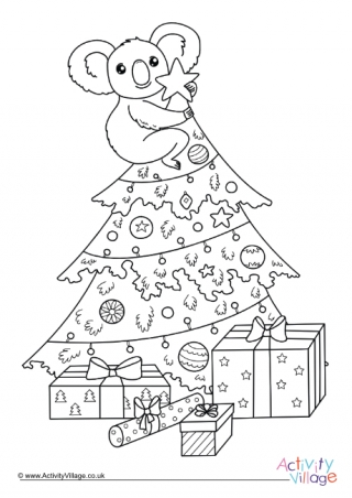 Aussie Christmas Tree Colouring Page